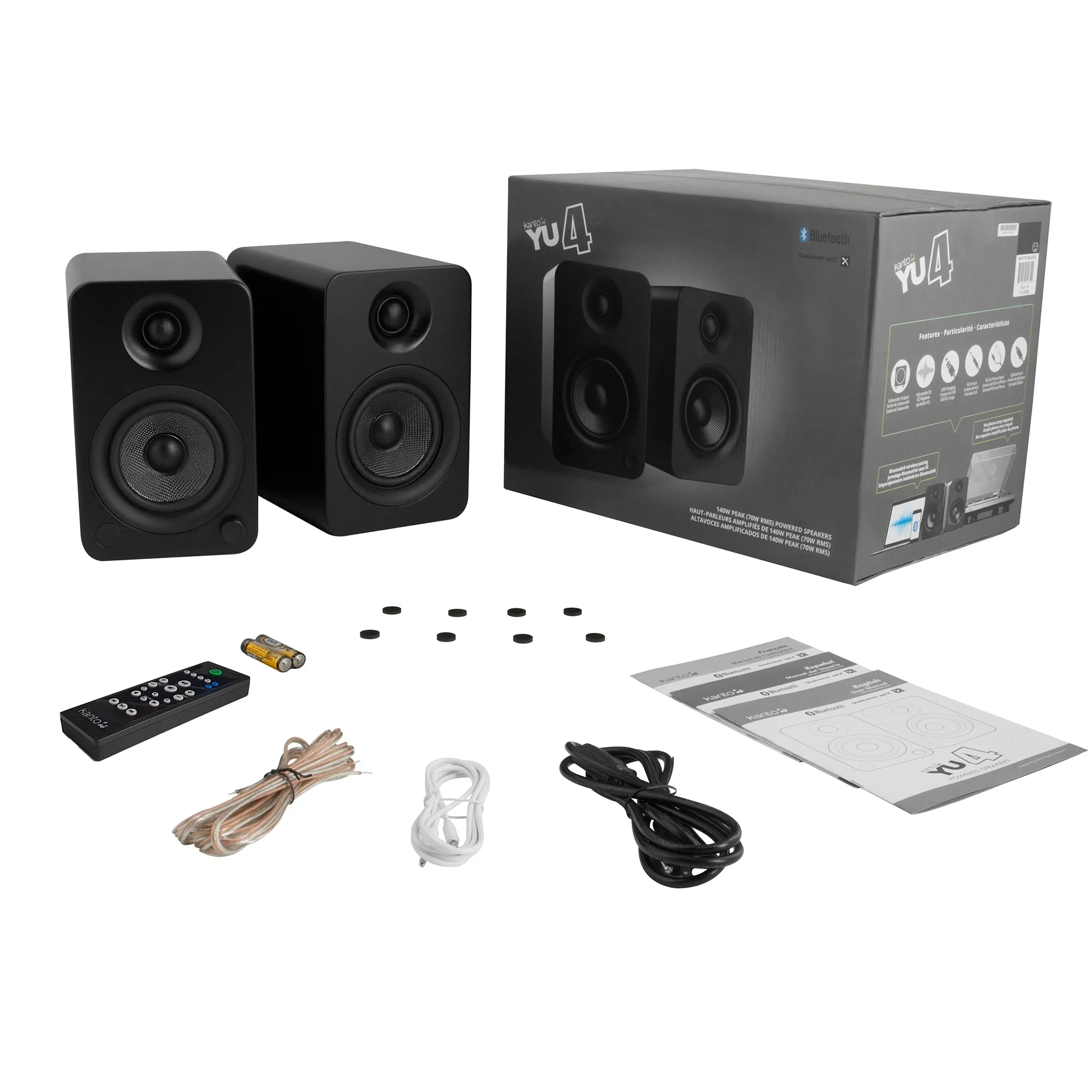 140W Bluetooth Bookshelf Speakers with Phono Preamp & Stands