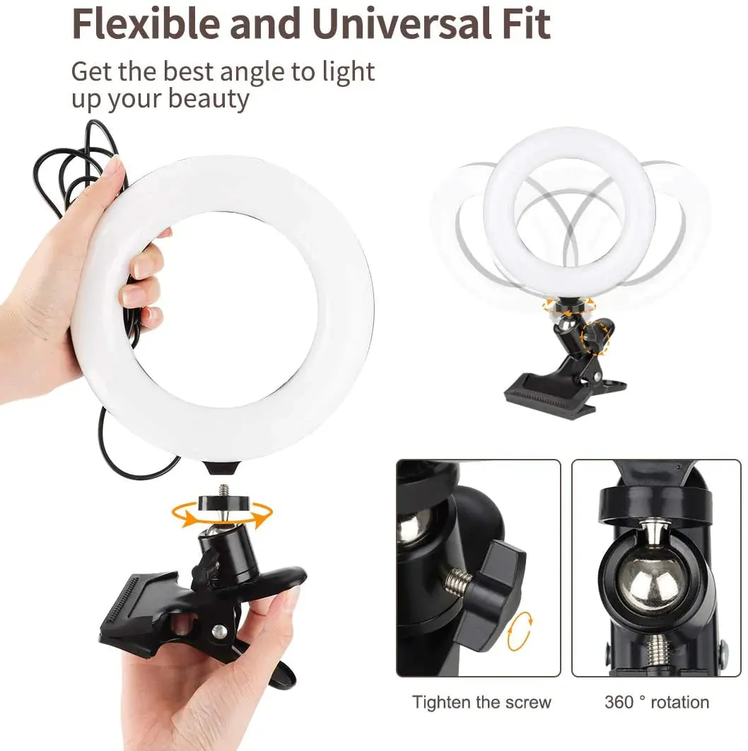 2-In-1 LED Ring Light Stand Clipon