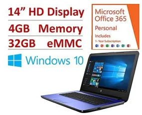 2018 Hp 14" Flagship Laptop Pc - Intel Dual Core Up To 2.48Ghz, 4Gb Ram, 32Gb Emmc, Free 1-Yr