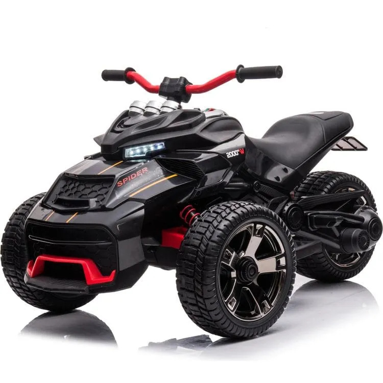 24V Freddo Spider 3-Wheel Motorcycle 2-Seater Ride On - Black