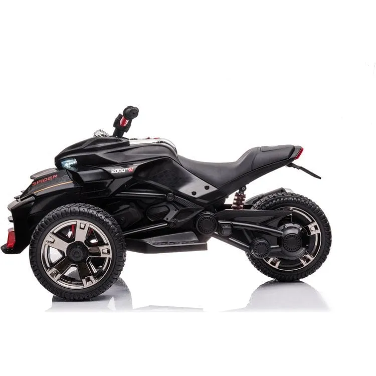 24V Freddo Spider 3-Wheel Motorcycle 2-Seater Ride On - Black