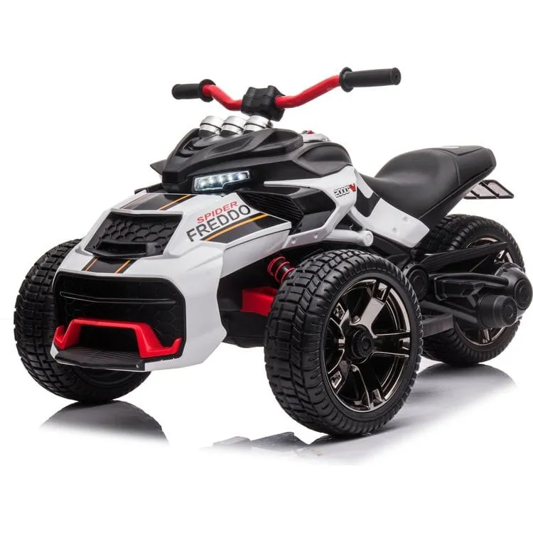 24V Freddo Spider 3-Wheel Motorcycle 2-Seater Ride On - White