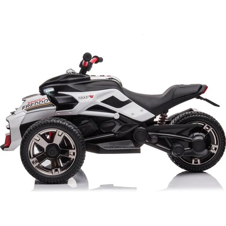 24V Freddo Spider 3-Wheel Motorcycle 2-Seater Ride On - White