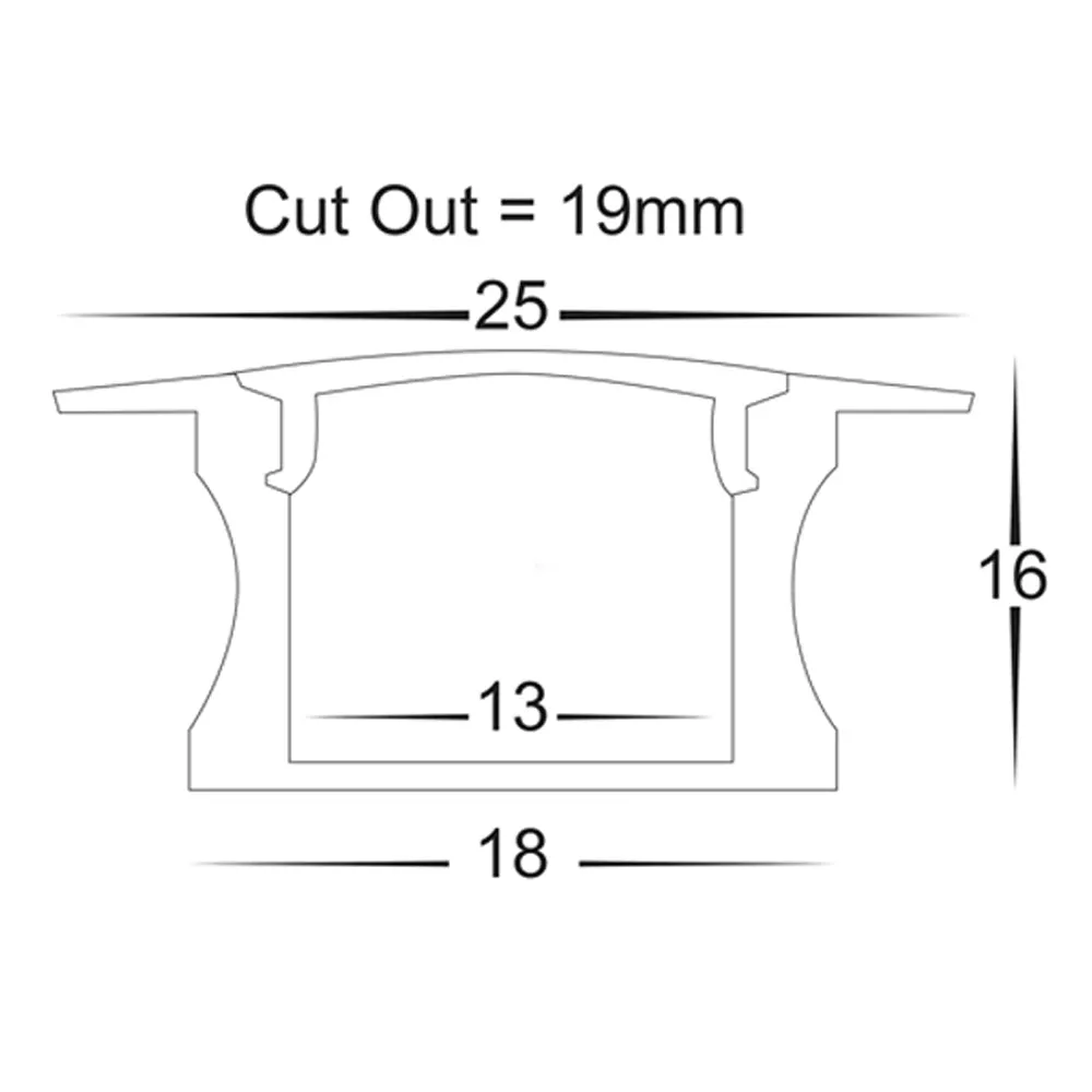 25mm x 16mm Silver Deep Square Winged Aluminium LED Profile Havit Lighting - HV9695-2515