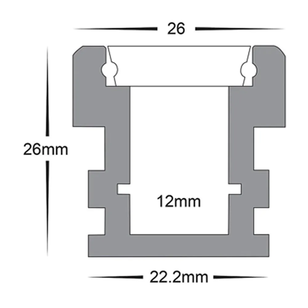 26mm x 26mm Silver Step Tread Foot Trafficable Aluminium LED Profile Havit Lighting - HV9698-2626