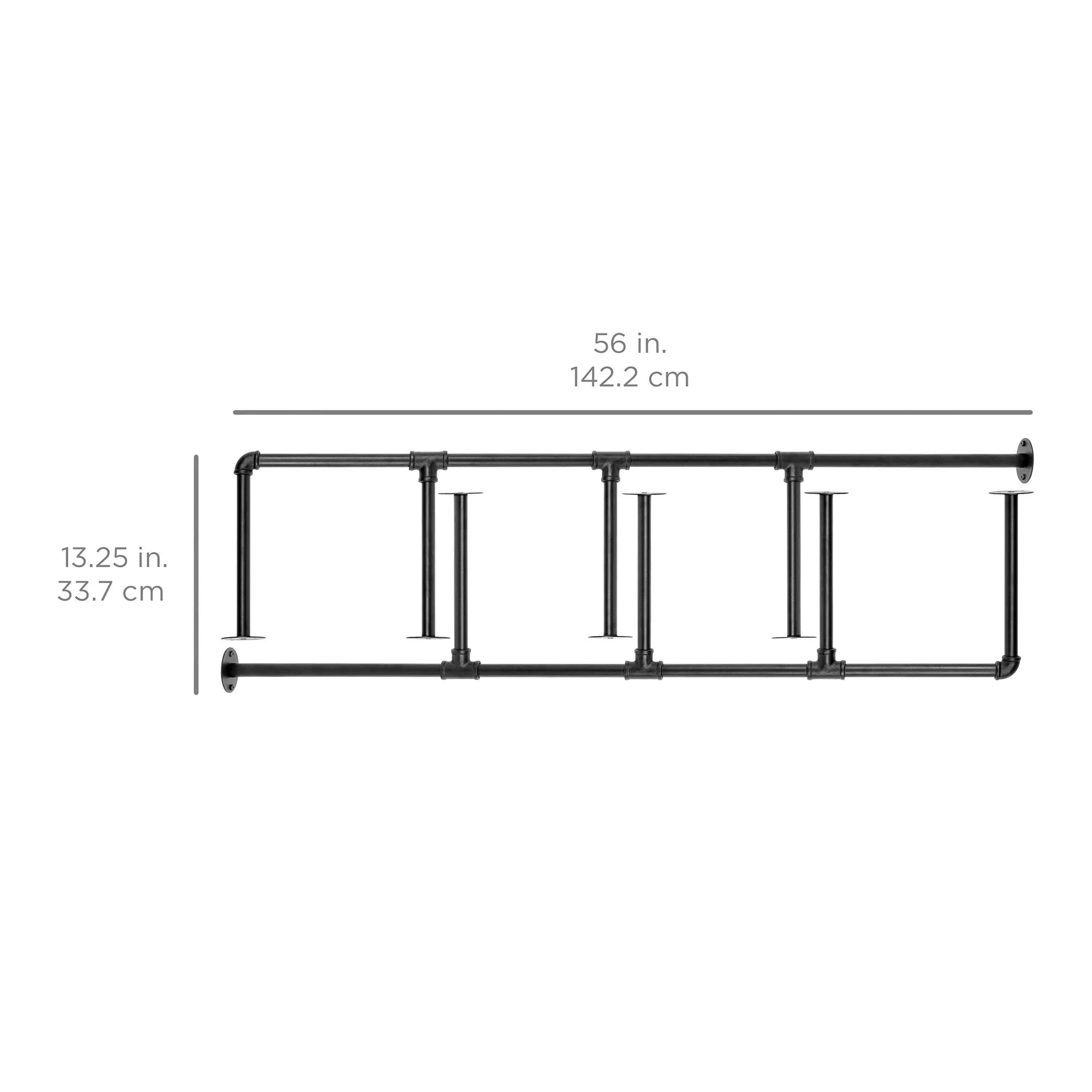 4-Tier Industrial Wall-Mounted Iron Pipe Bracket DIY Bookshelf Frame