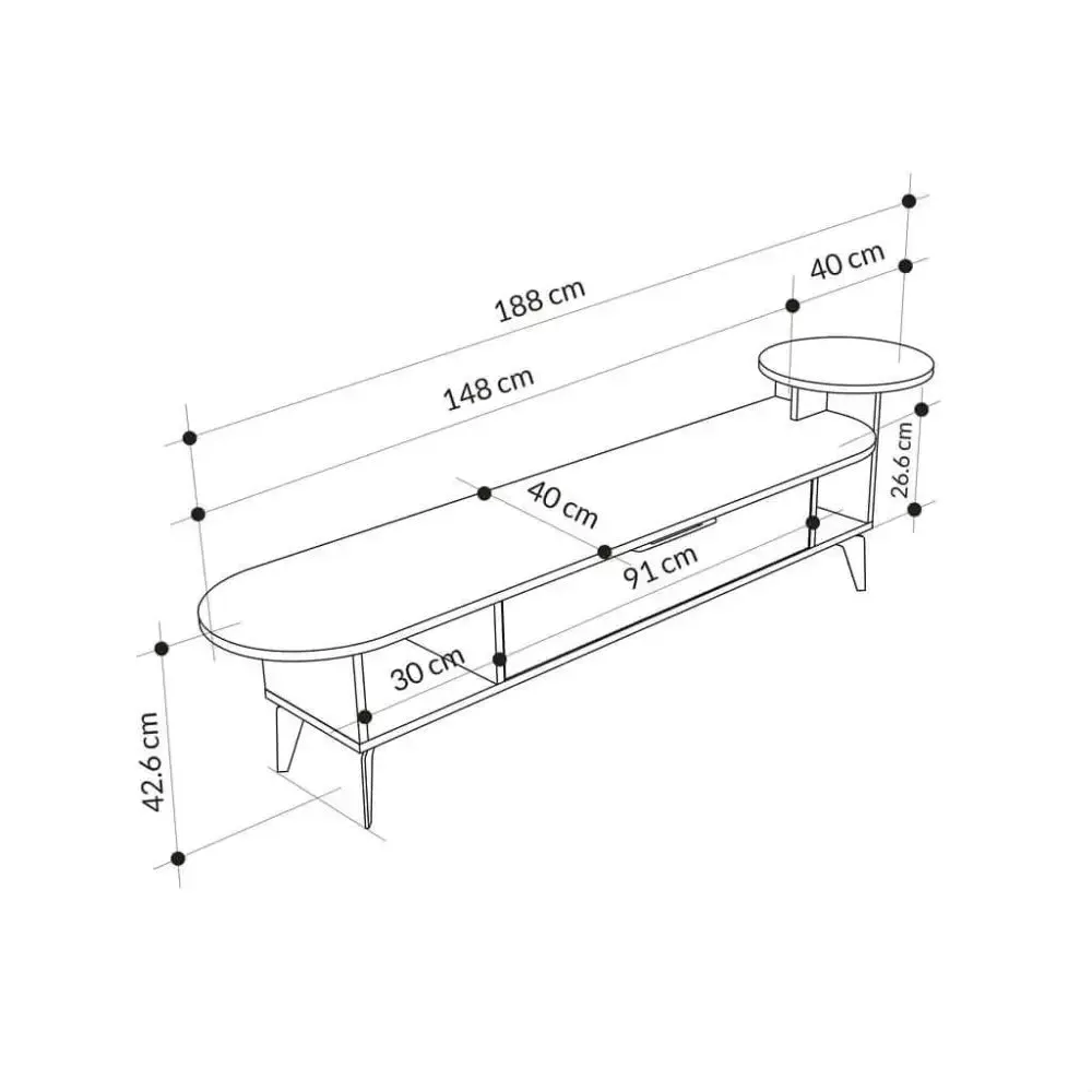 Ada Modern TV Stand Multimedia Centre with Storage Cabinet 188cm