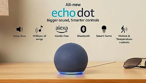 All-New Echo Dot (5th Gen, 2023 release) | Smart speaker with Bigger sound, Motion Detection, Temperature Sensor, Alexa and Bluetooth| Blue