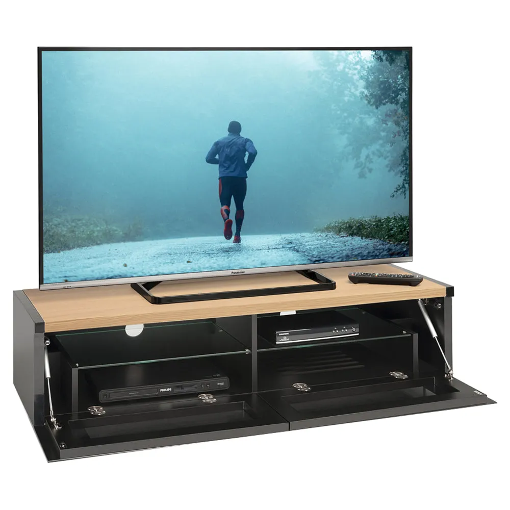 AVF Panorama 1.2M TV Stand with Reversible Top - Light Oak & Grey Oak | PM120LOGO