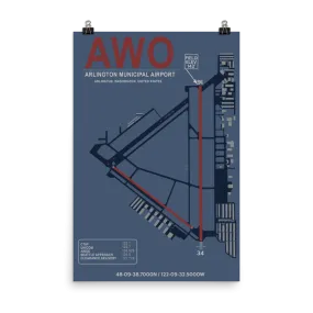 AWO Arlington Municipal Airport Layout Art