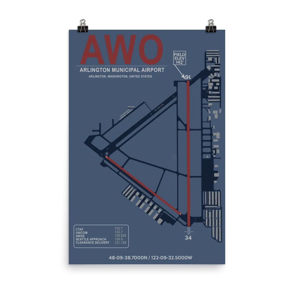 AWO Arlington Municipal Airport Layout Art