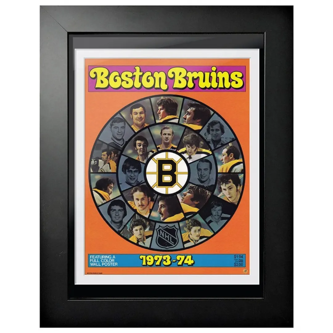 Boston Bruins Vintage Program Cover - 1973 Player Wheel Print/Framed