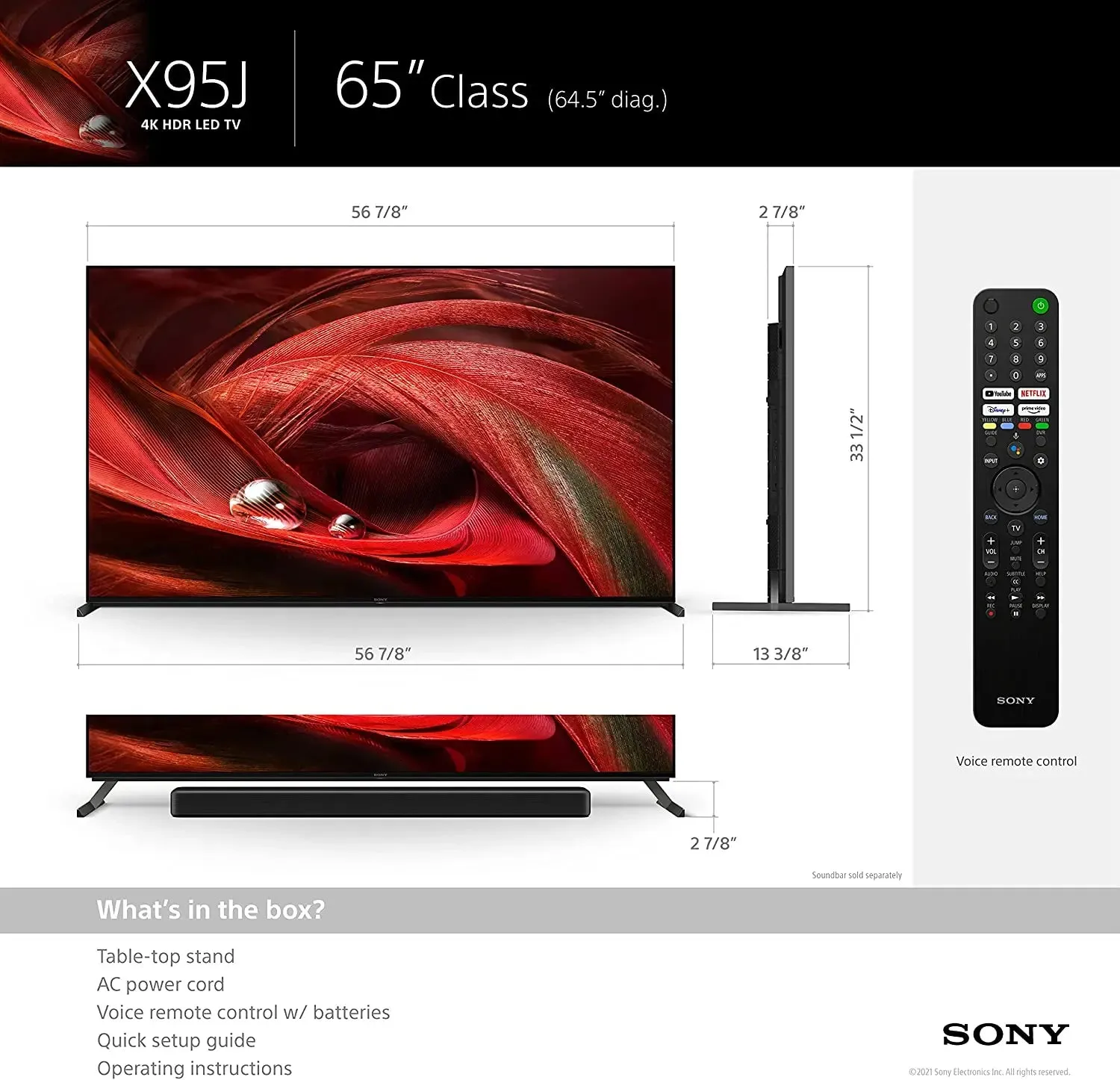 Certified Refurbished - Sony XR65X95J BRAVIA XR X95J 4K HDR Full Array LED with Smart Google TV