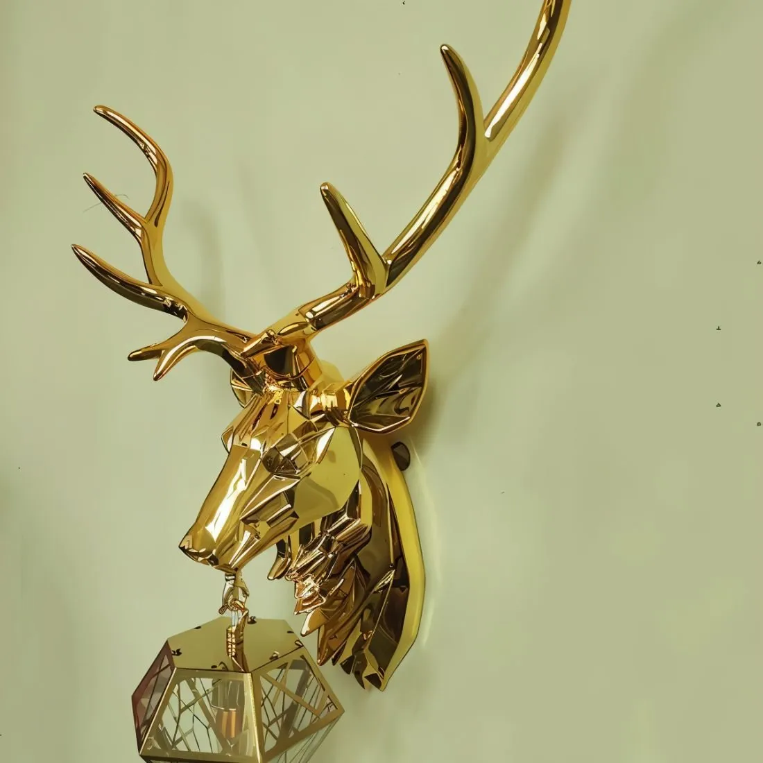 Deer Head Metallic Wall Lamp