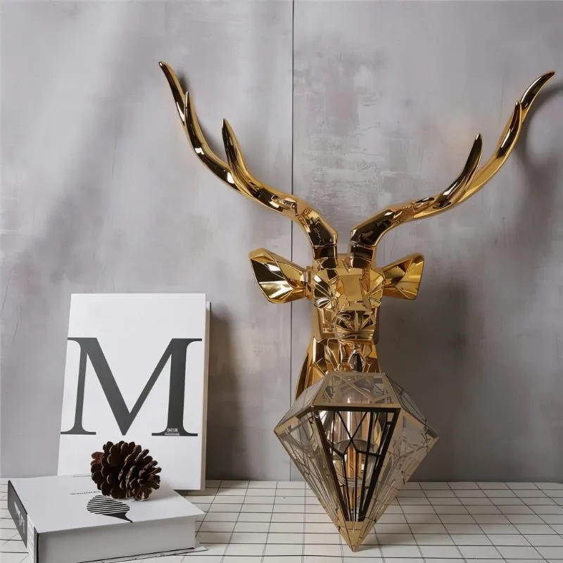 Deer Head Metallic Wall Lamp