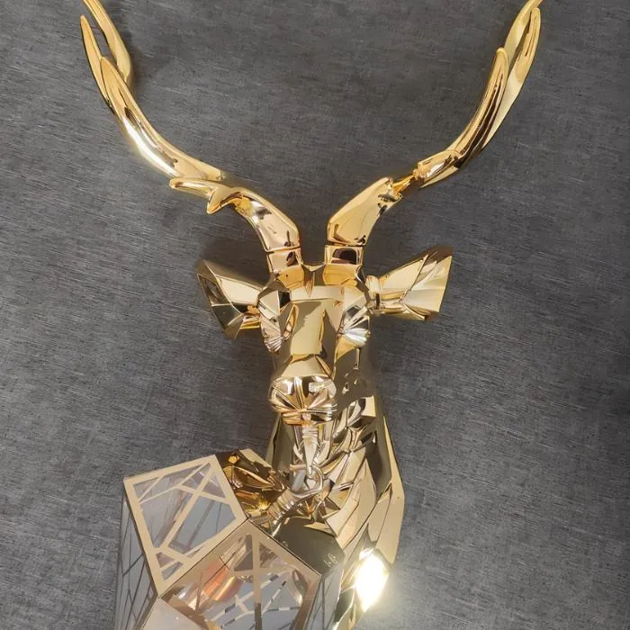 Deer Head Metallic Wall Lamp