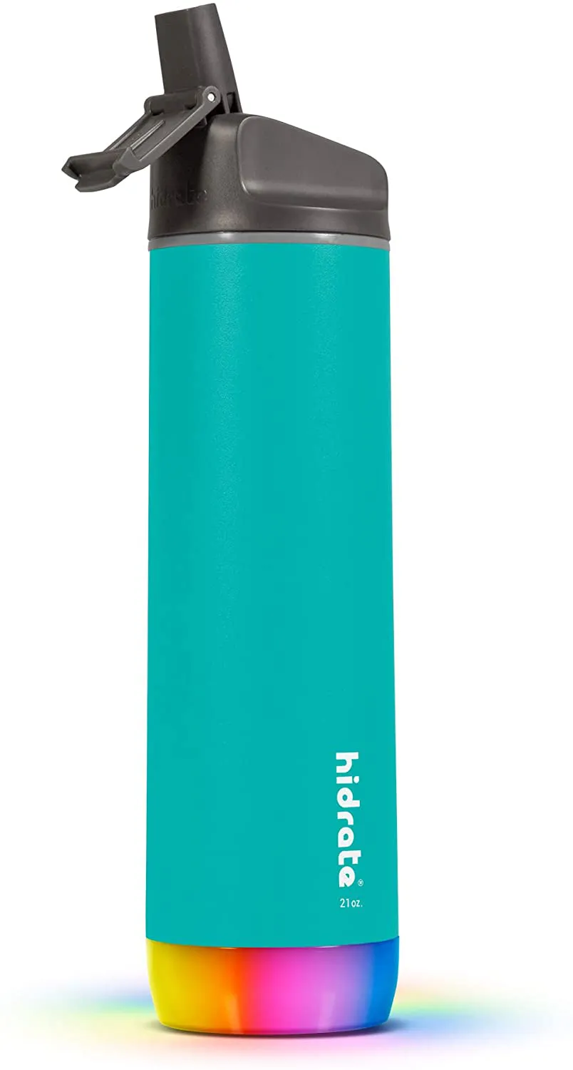 Hidrate Spark Steel Smart Water Bottle, Tracks Water Intake & Glows to Remind You to Stay Hydrated - Straw Lid