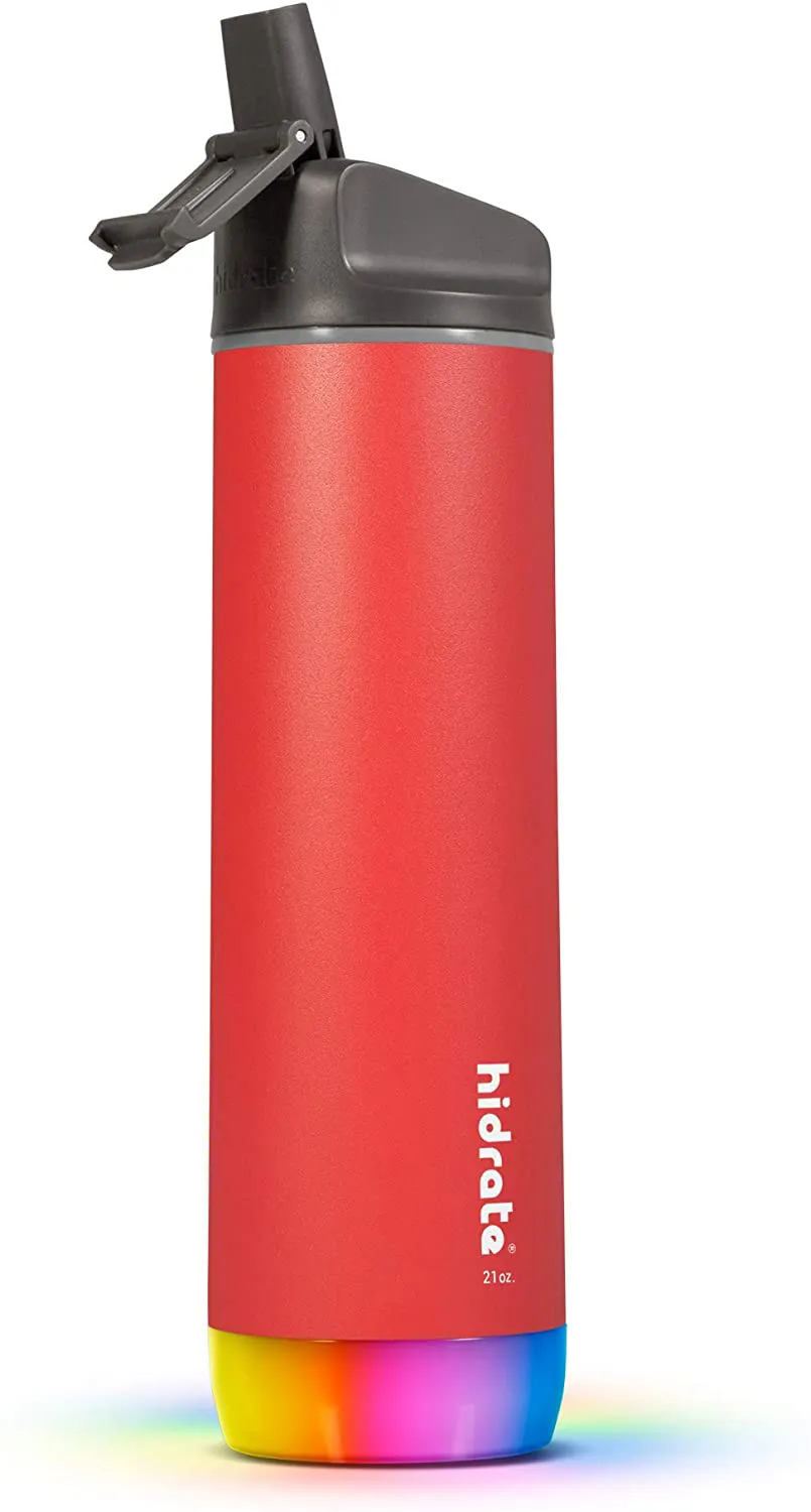 Hidrate Spark Steel Smart Water Bottle, Tracks Water Intake & Glows to Remind You to Stay Hydrated - Straw Lid