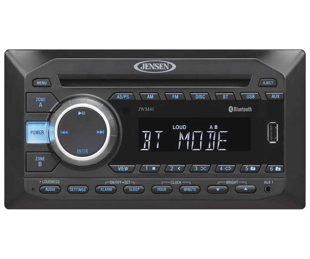 Jensen JWM41 2-Speaker Zones AM / FM | DVD | CD | USB | AUX | Bluetooth Wallmount Stereo