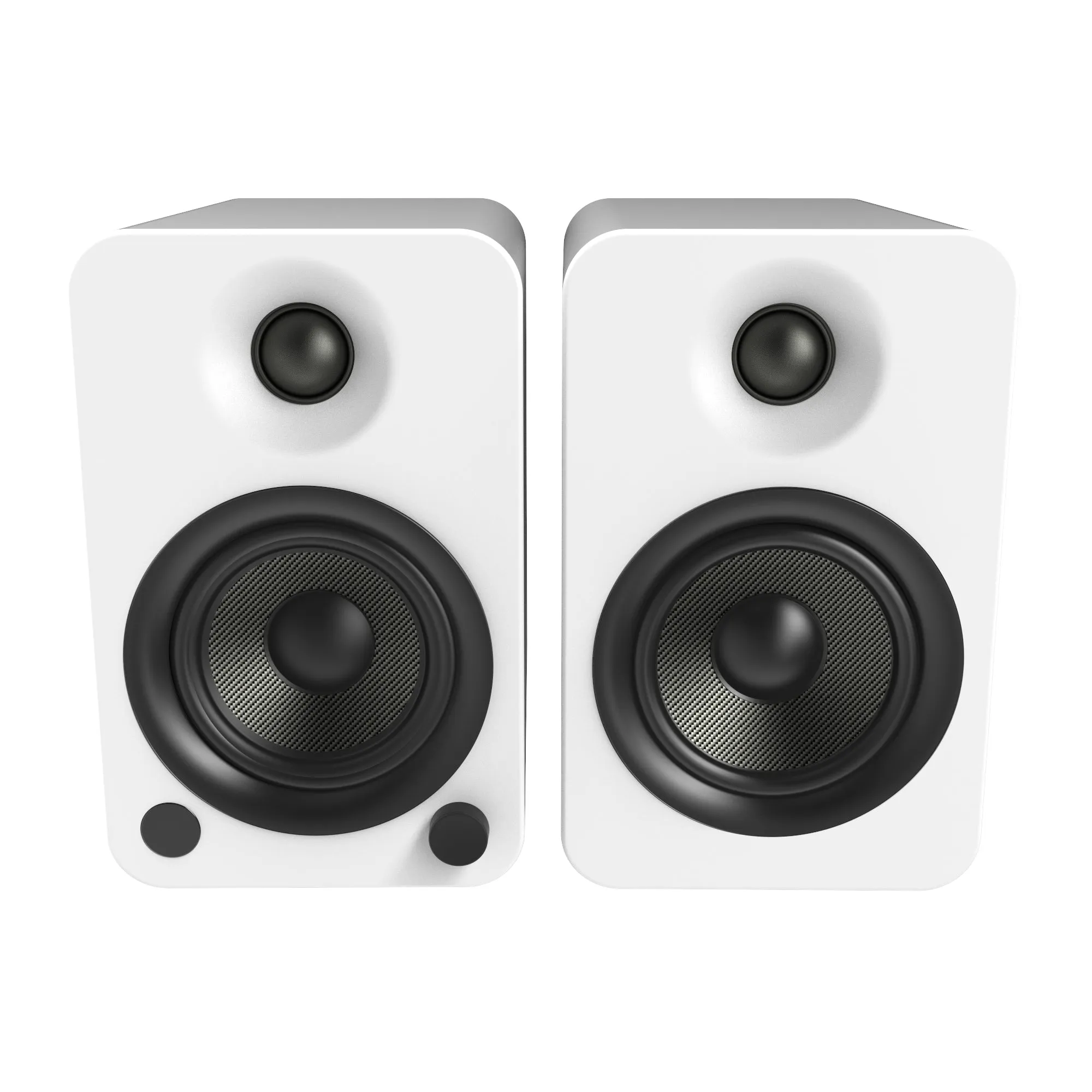 Kanto YU4 140W Powered Bookshelf Speakers with Bluetooth and Phono Preamp - Pair, Matte White with SP26PLW White Stand Bundle