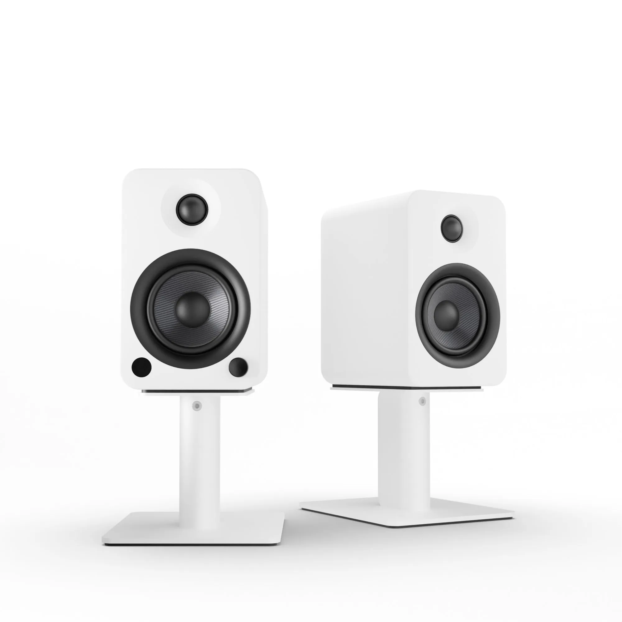 Kanto YU4 140W Powered Bookshelf Speakers with Bluetooth and Phono Preamp - Pair, Matte White with SP6HDW Black White Bundle