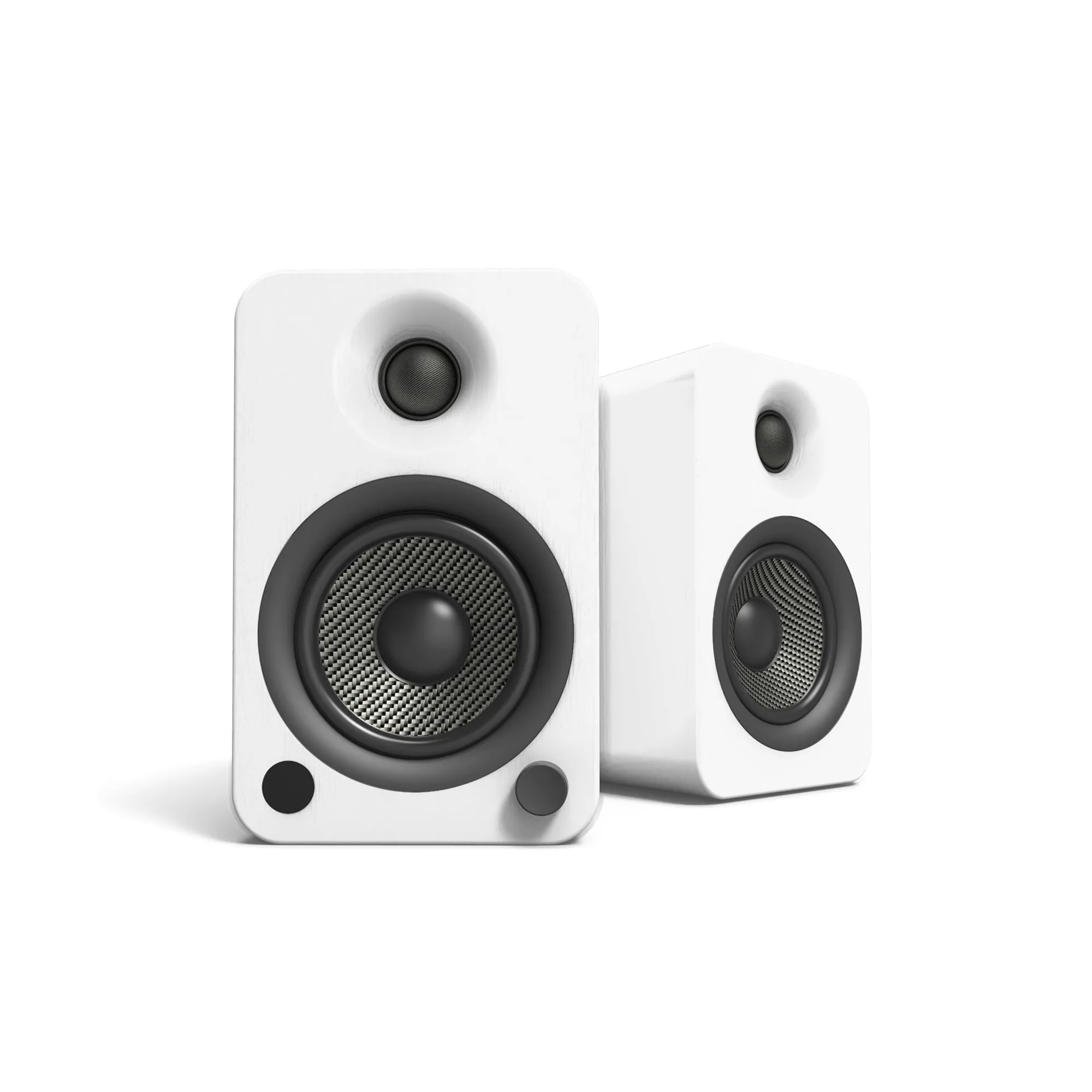 Kanto YU4 140W Powered Bookshelf Speakers with Bluetooth and Phono Preamp - Pair, Matte White with SP6HDW Black White Bundle