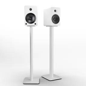 Kanto YU6 200W Powered Bookshelf Speakers with Bluetooth and Phono Preamp - Pair, Matte White with SP32PLW White Stand Bundle