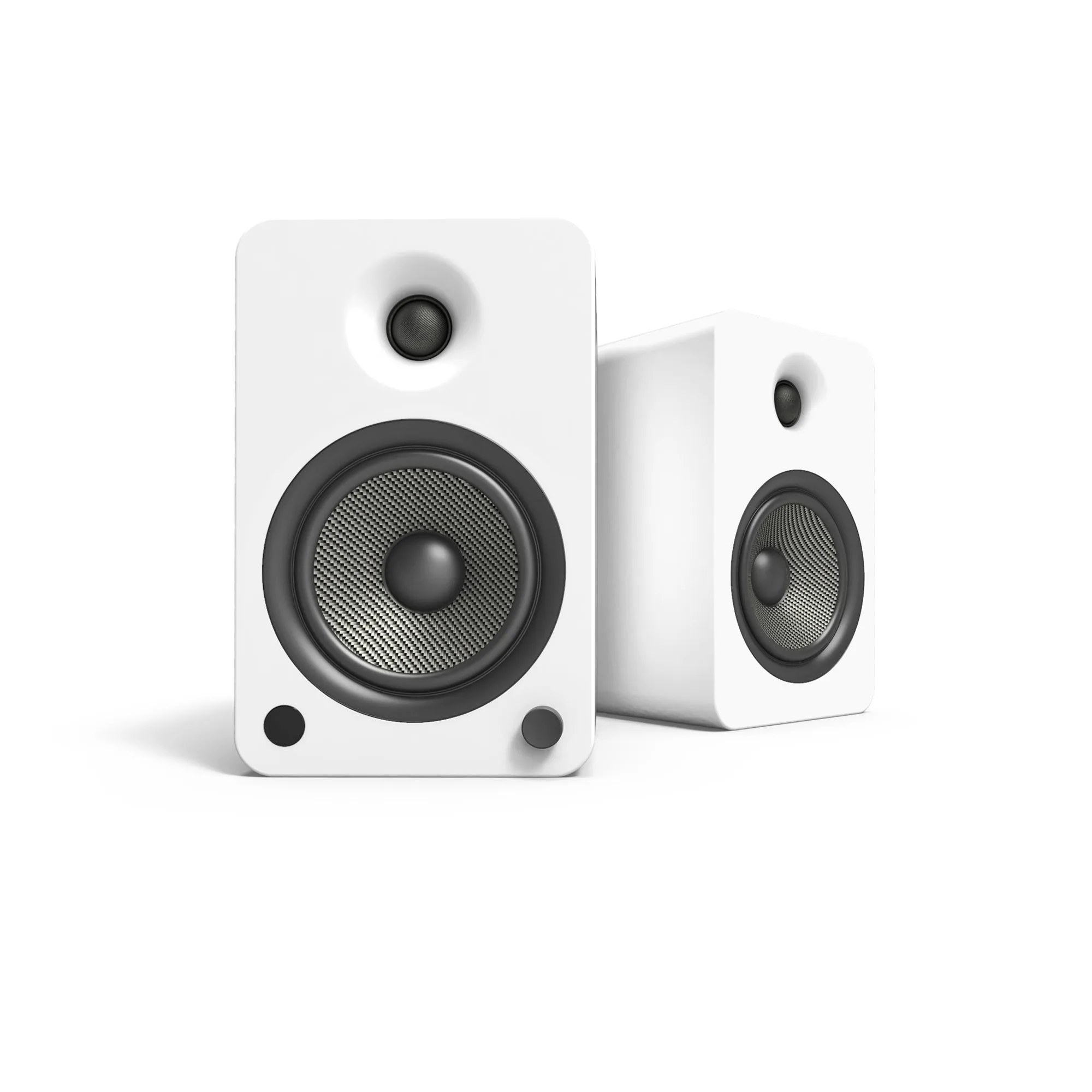 Kanto YU6 200W Powered Bookshelf Speakers with Bluetooth and Phono Preamp - Pair, Matte White with SP32PLW White Stand Bundle