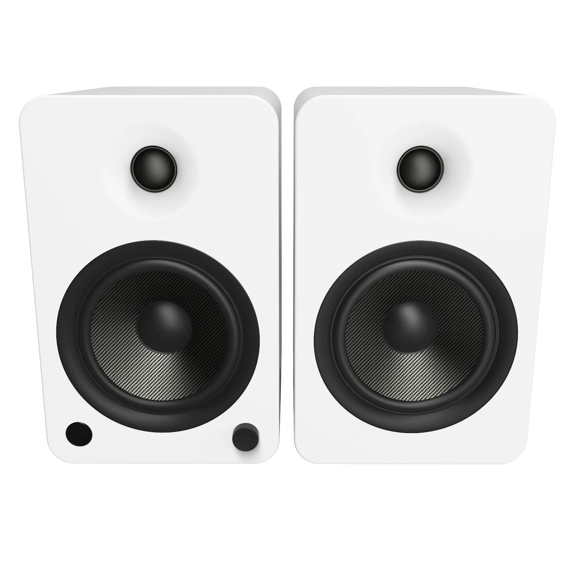 Kanto YU6 200W Powered Bookshelf Speakers with Bluetooth and Phono Preamp - Pair, Matte White with SP32PLW White Stand Bundle