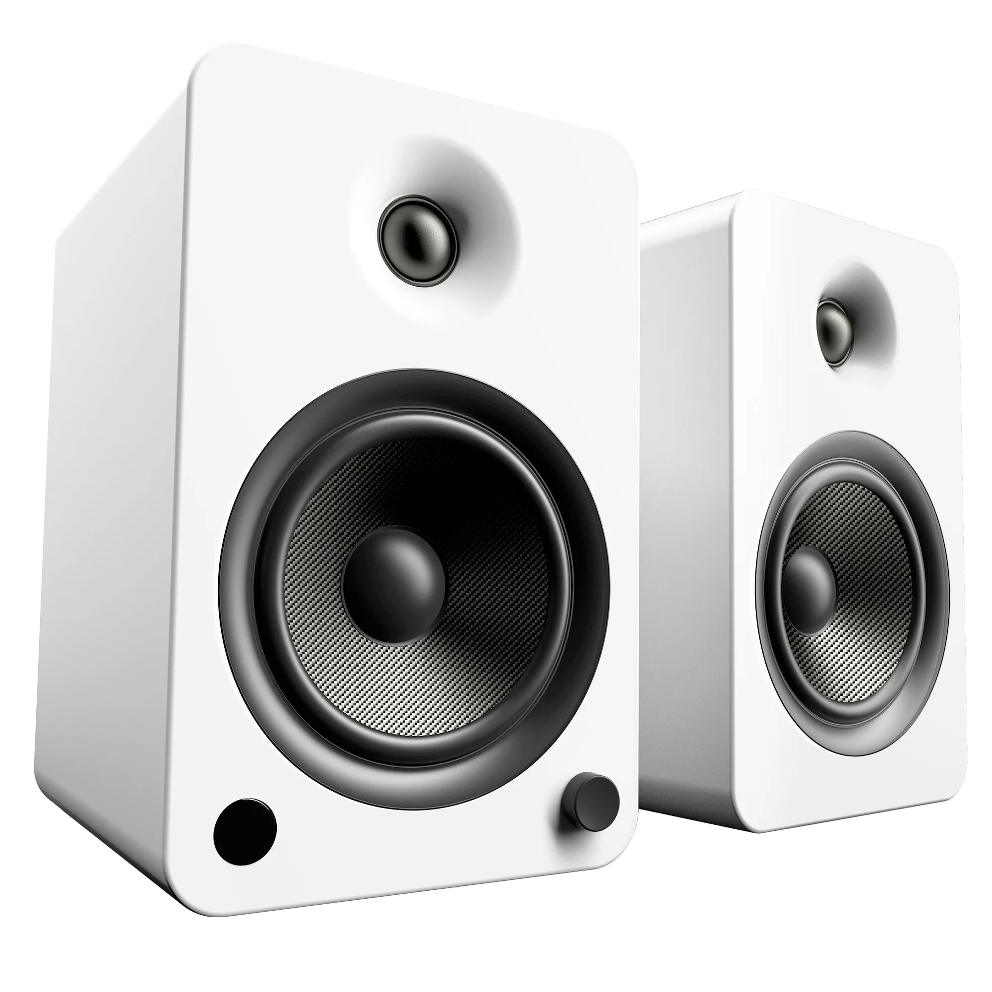 Kanto YU6 200W Powered Bookshelf Speakers with Bluetooth and Phono Preamp - Pair, Matte White with SP32PLW White Stand Bundle