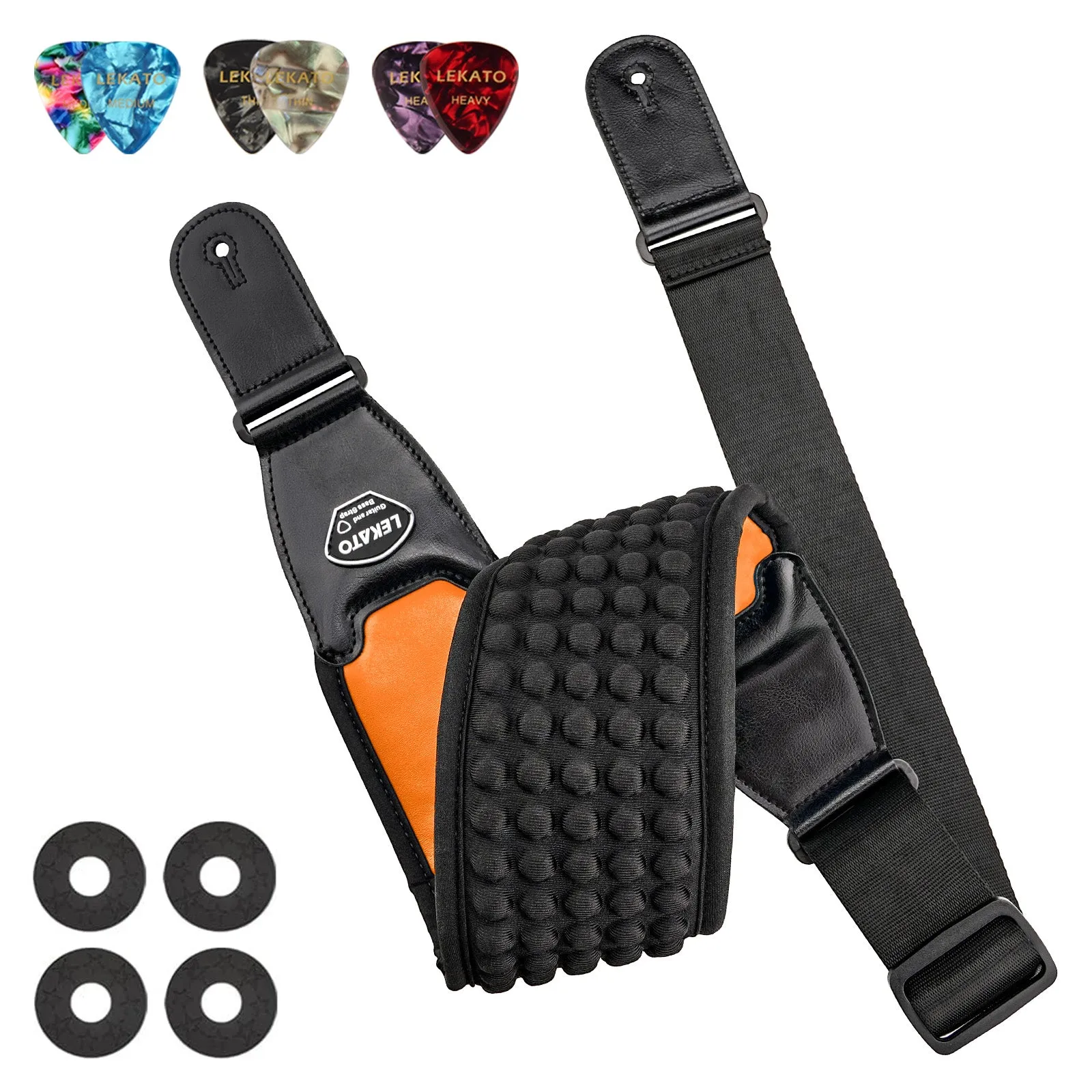 LEKATO LGS-1 Electric Guitar Bass Straps 3.5" Wide w/ 3D Sponge Filling 45"-55" Adjustable