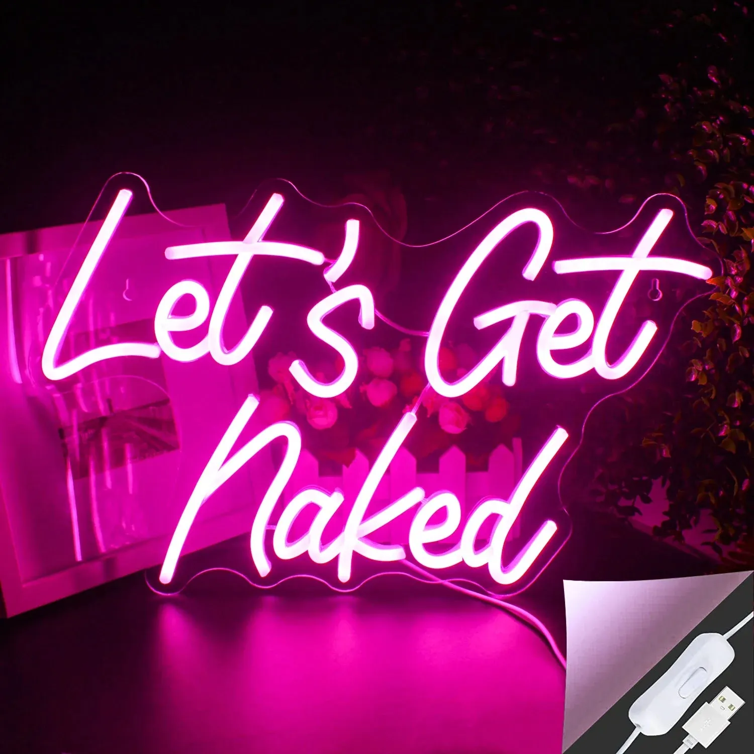 Let's Get Naked LED Bedroom Sign