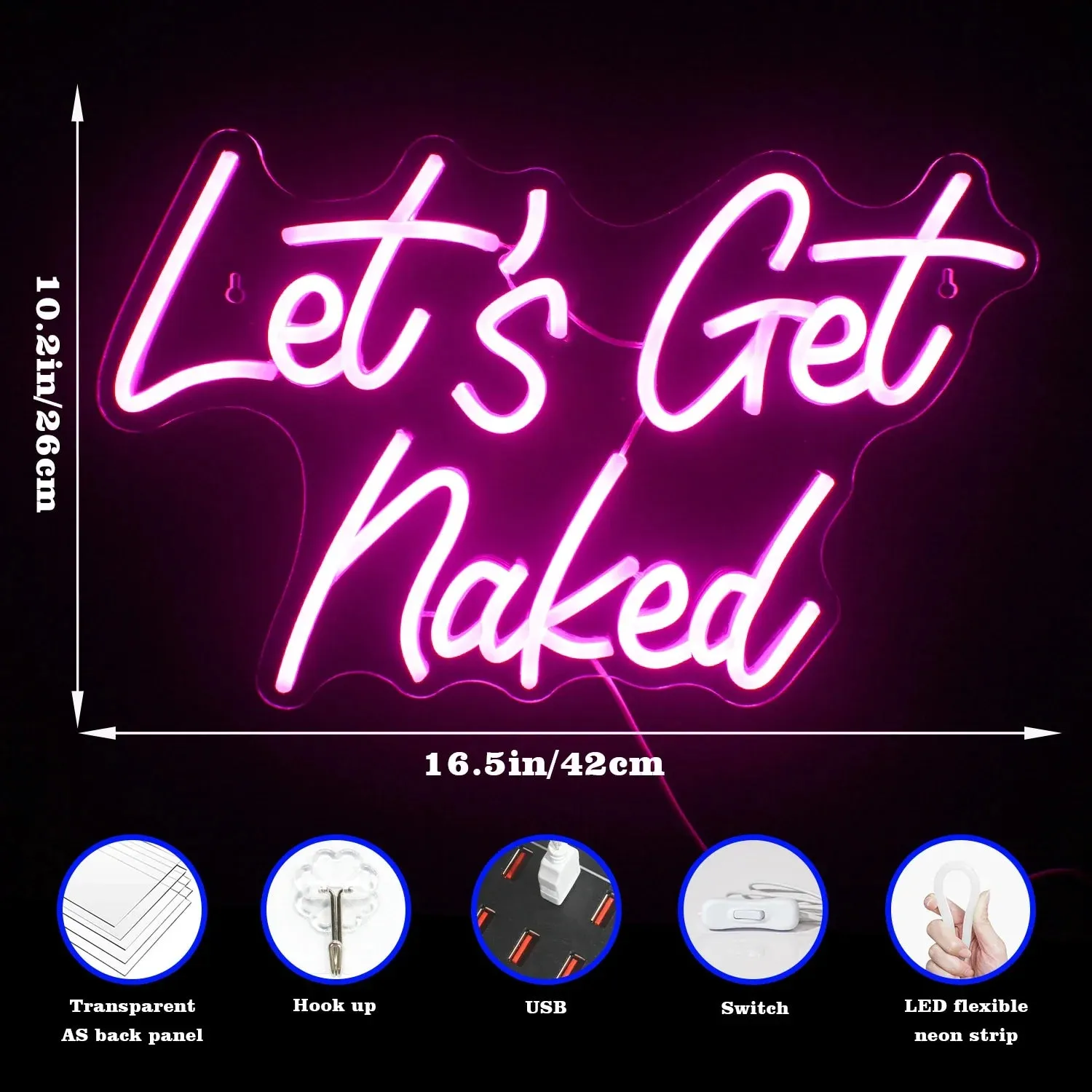 Let's Get Naked LED Bedroom Sign