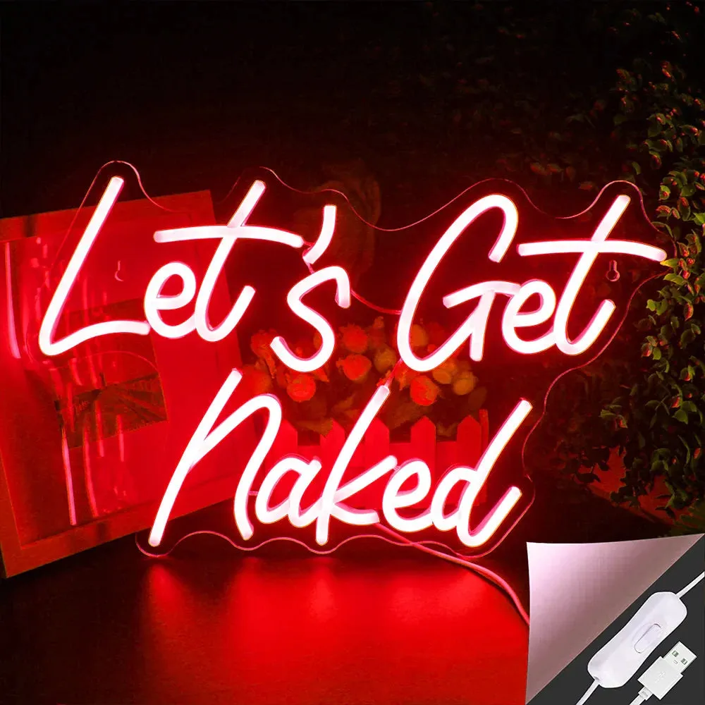 Let's Get Naked LED Bedroom Sign