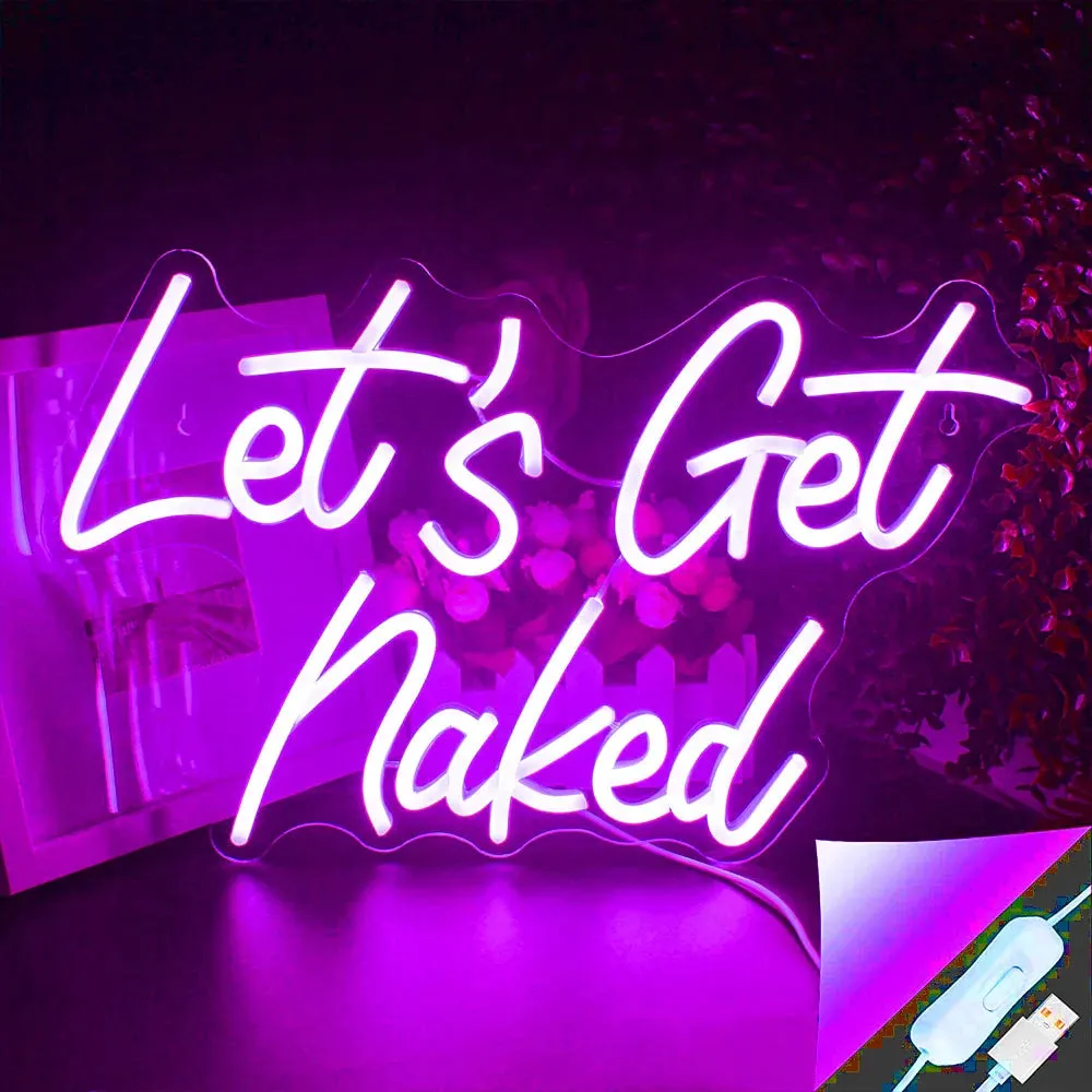 Let's Get Naked LED Bedroom Sign