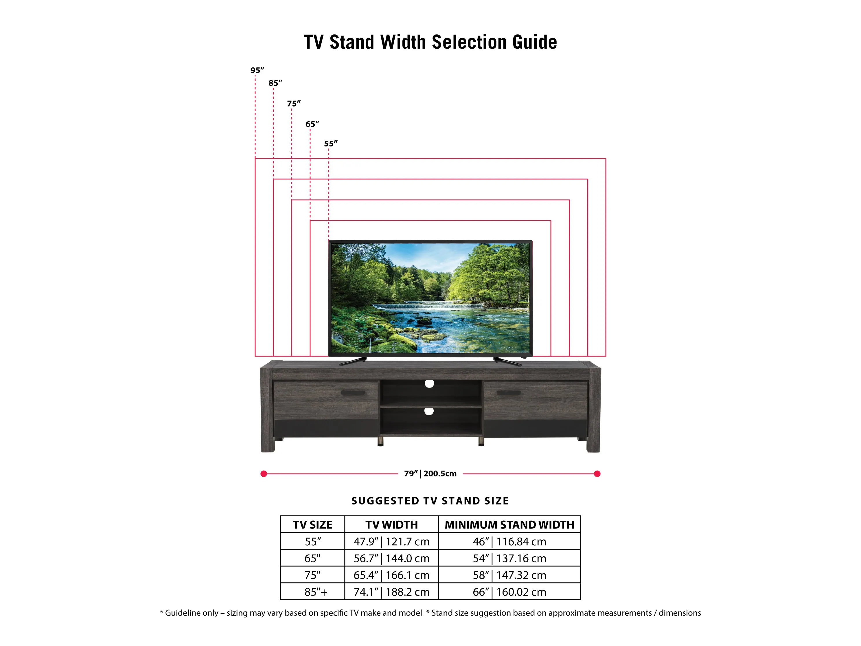 Modern TV Stand with Doors, TVs up to 95"