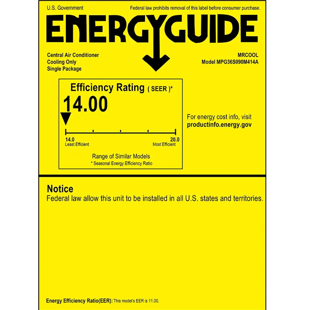 MRCOOL® Signature Series 36K BTU Cool 90K BTU Heat 14 SEER Gas and Electric Package Unit - Multiposition