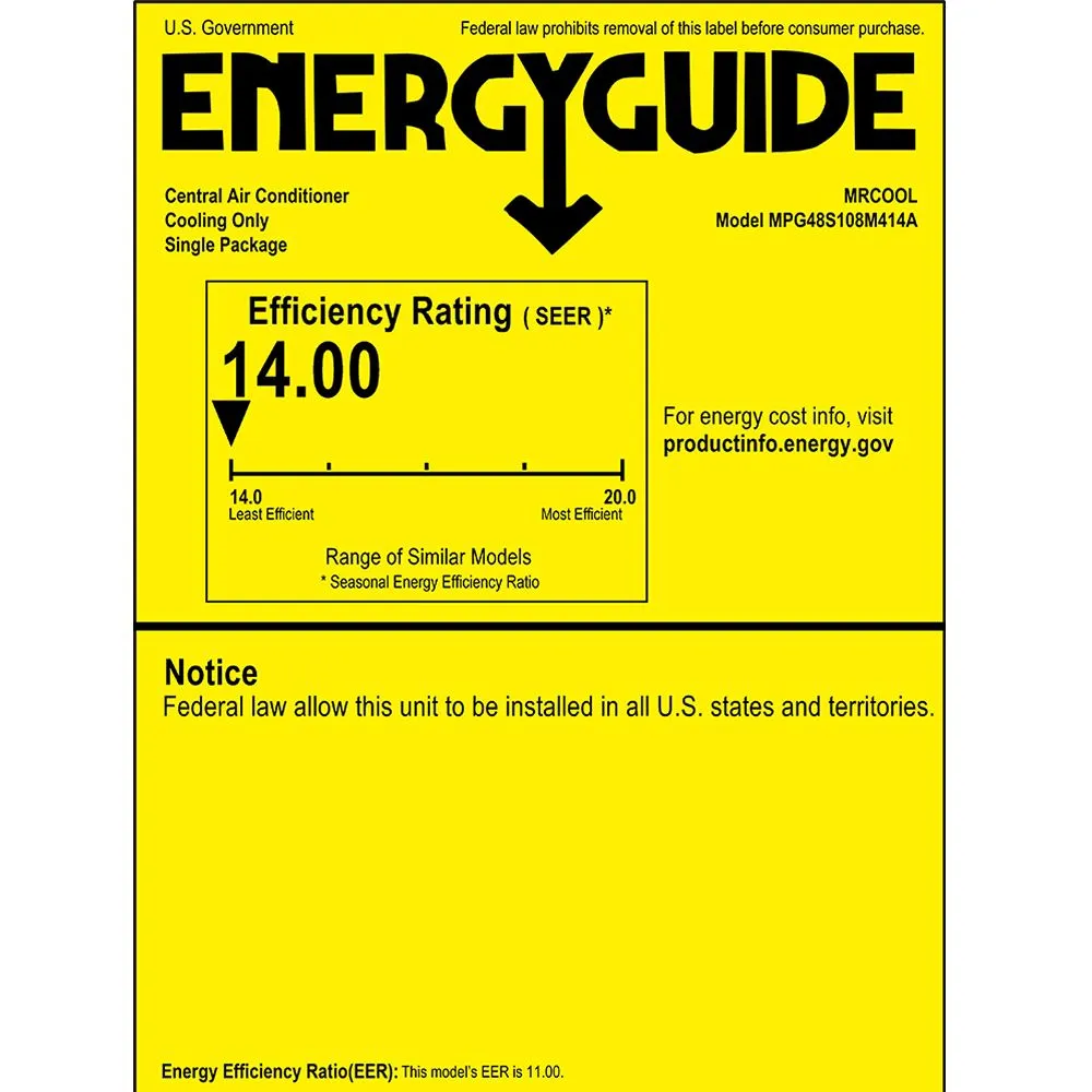 MRCOOL® Signature Series 48K BTU Cool 108K BTU Heat 14 SEER Gas and Electric Package Unit - Multiposition