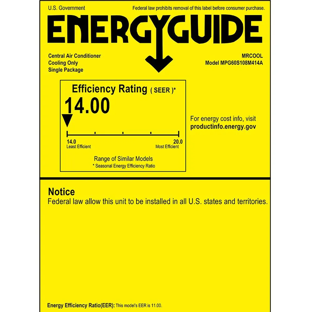 MRCOOL® Signature Series 60K BTU Cool 108K BTU Heat 14 SEER Gas and Electric Package Unit - Multiposition