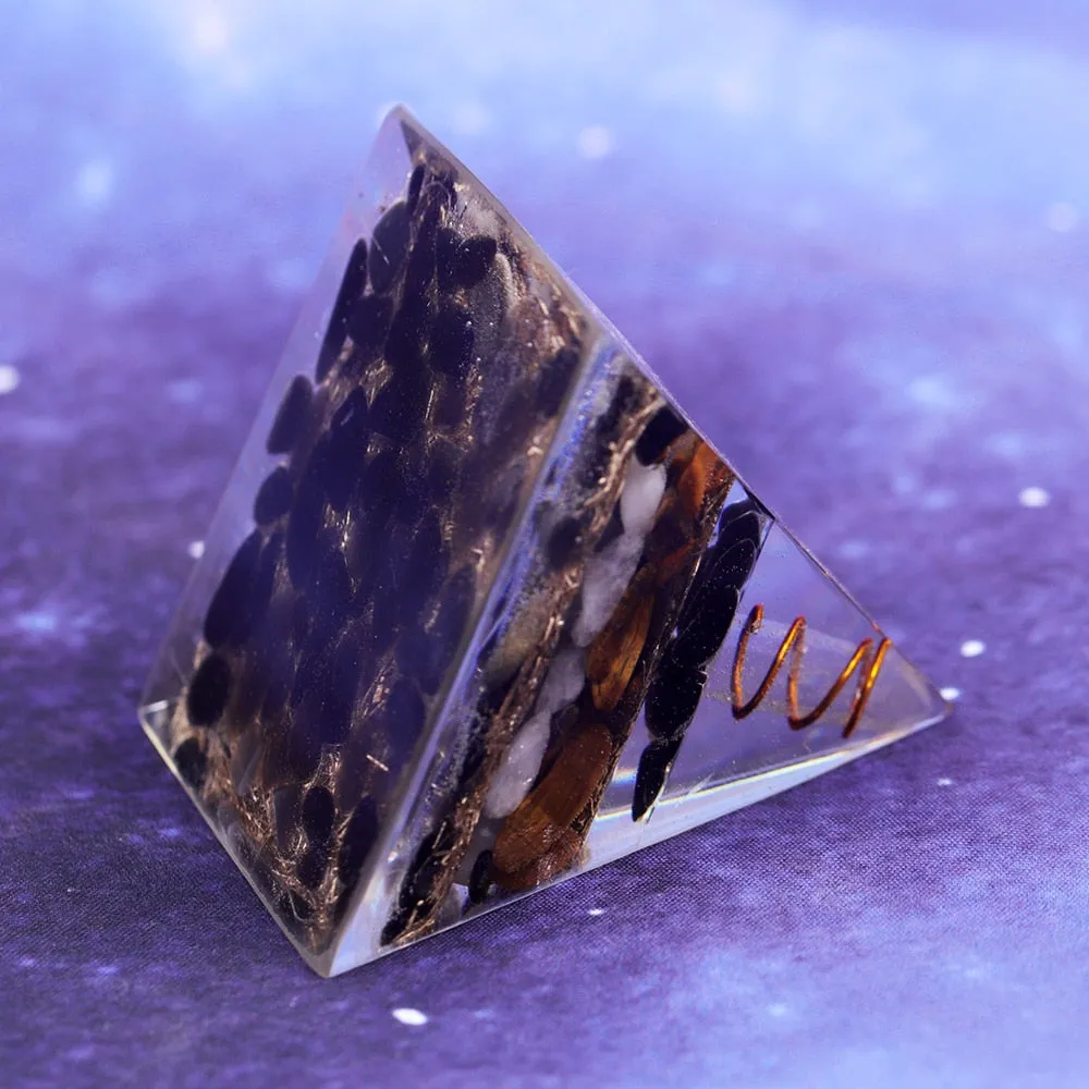 Orgone Pyramid Metaphysical Reiki Obsidian Lucky Crystal