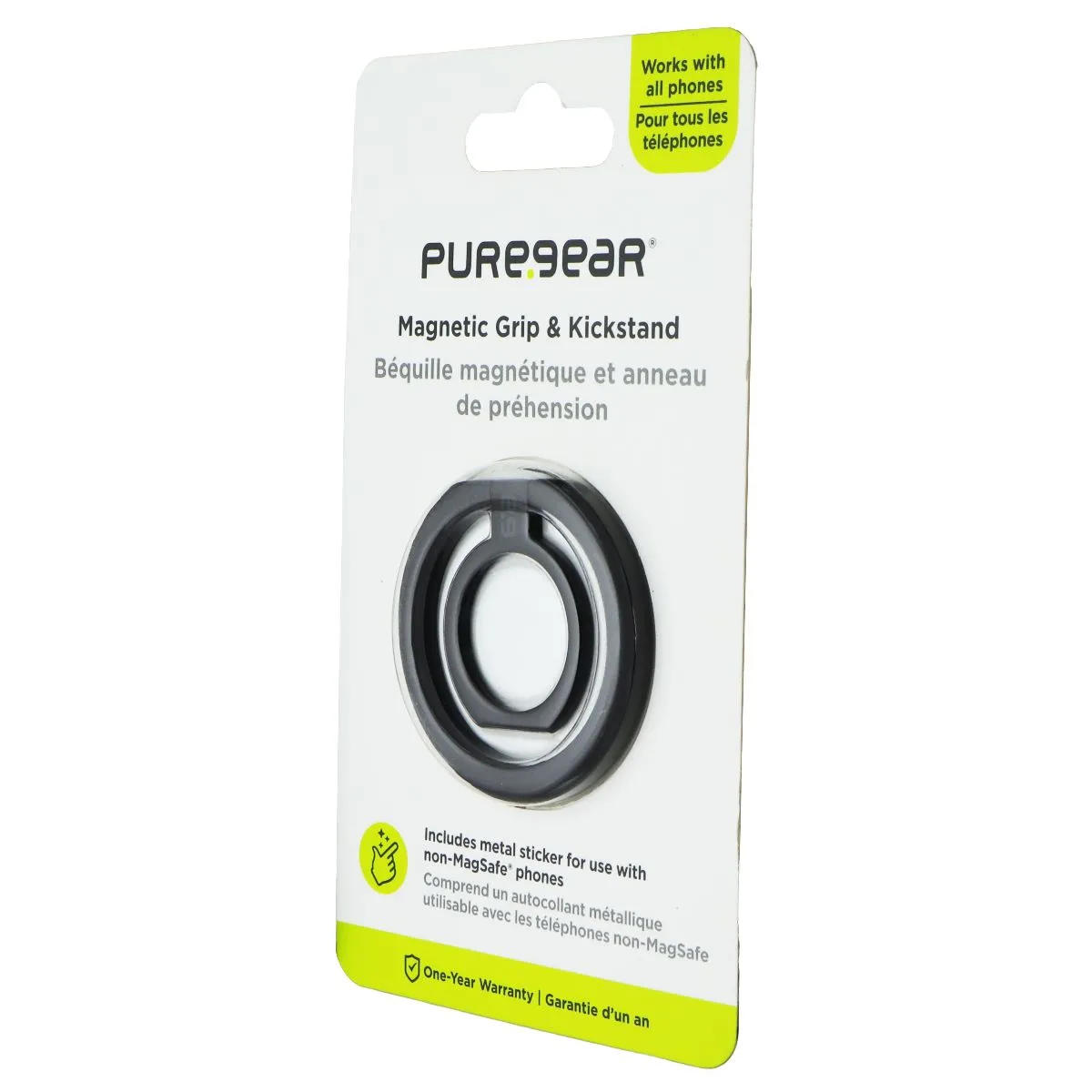 PureGear Magnetic Grip and Kickstand for Mobile Devices - Black