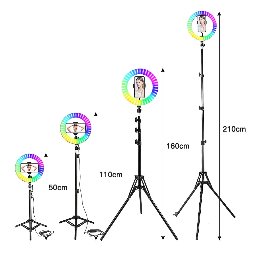 RGB LED Selfie Ring Light with Colorful Photography Lighting (includes. Remote Control)