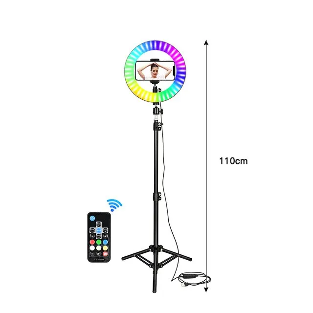 RGB LED Selfie Ring Light with Colorful Photography Lighting (includes. Remote Control)