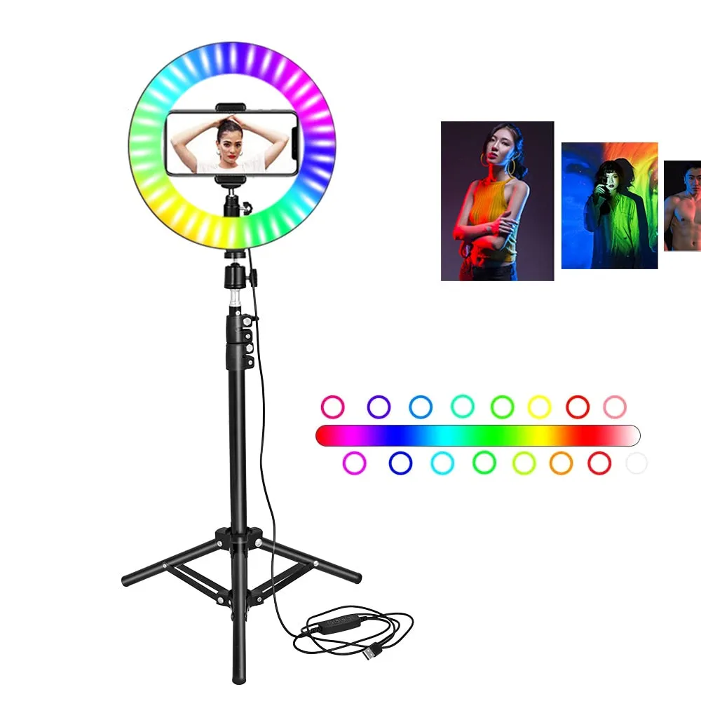 RGB LED Selfie Ring Light with Colorful Photography Lighting (includes. Remote Control)