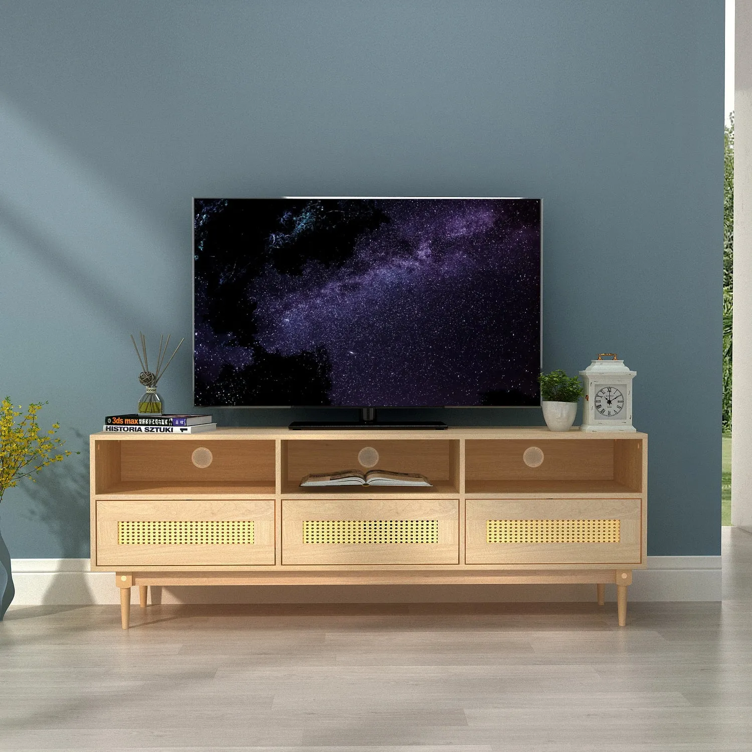 Solid Wood TV Stand for TVs up to 65' - Homy Casa