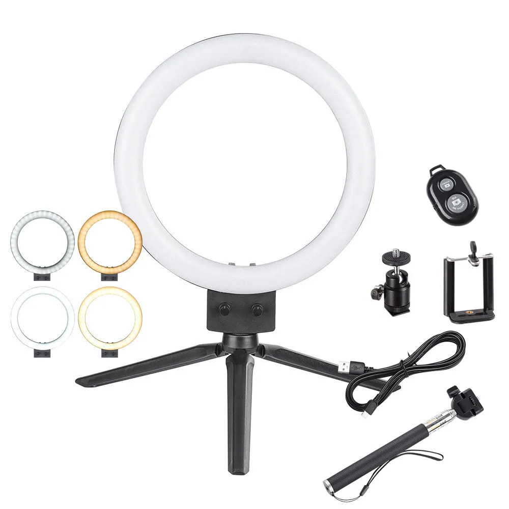 TheLAShop 8in Bi-Color Ring Light w/ Tripod & Phone Holder Selfie Stick Remote