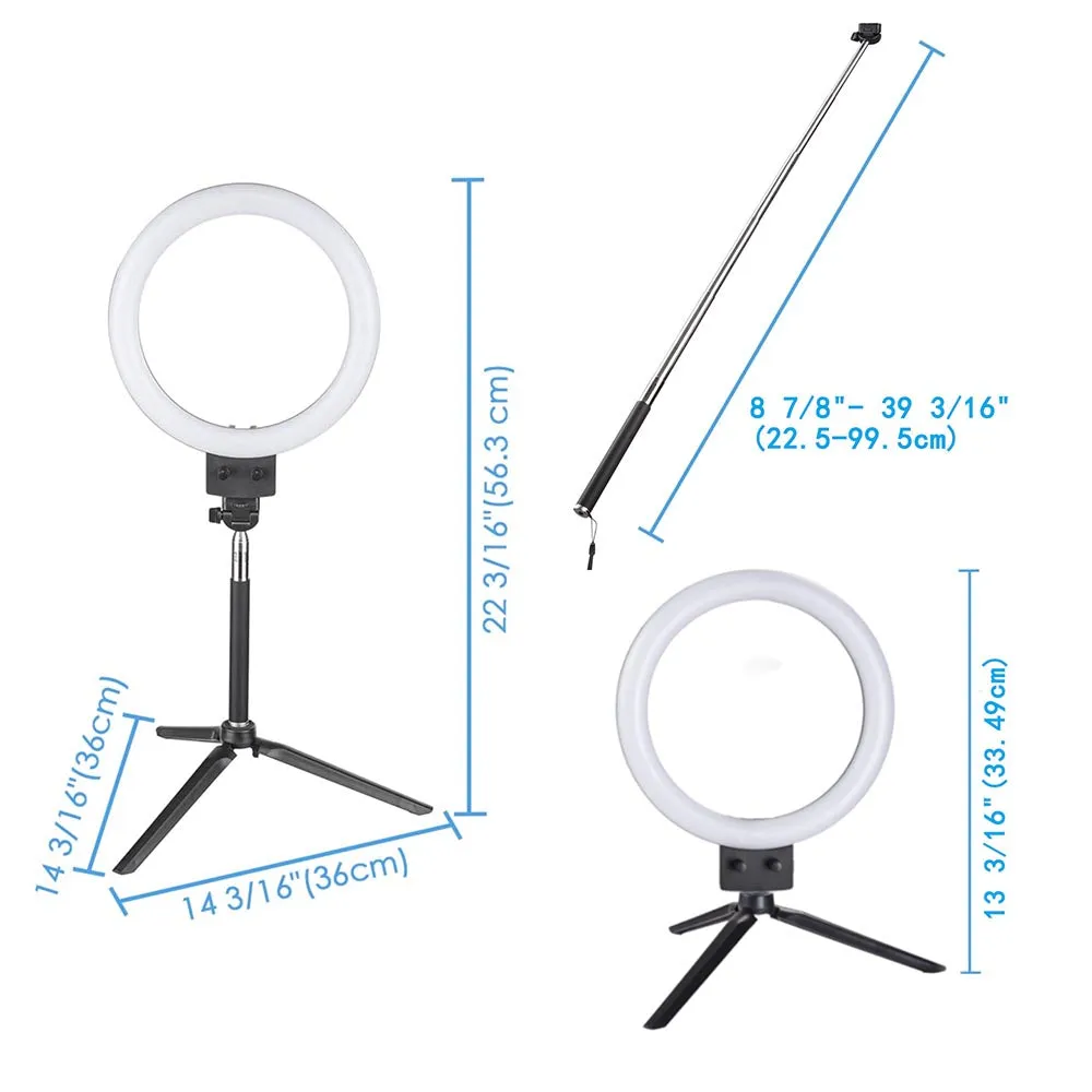 TheLAShop 8in Bi-Color Ring Light w/ Tripod & Phone Holder Selfie Stick Remote