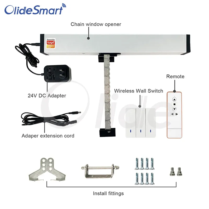 Tuya Wifi Automatic Window Opener Include Wall Switch and Remote Control, Compatible with Alexa and Tuya Smart APP