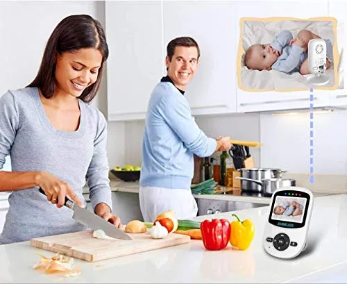 Video Baby Monitor with Digital Camera bwith Temperature Monitor, 960ft Transmission Range, 2-Way Talk, Night Vision