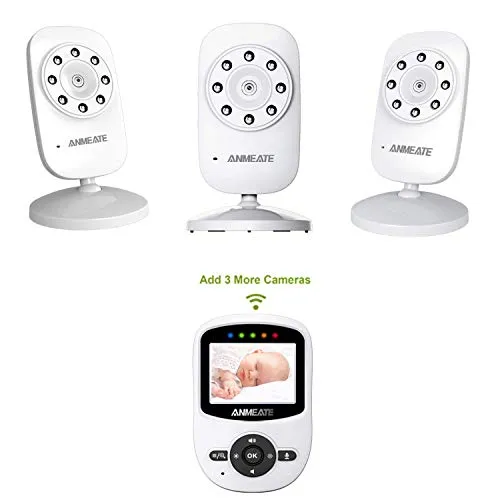 Video Baby Monitor with Digital Camera bwith Temperature Monitor, 960ft Transmission Range, 2-Way Talk, Night Vision